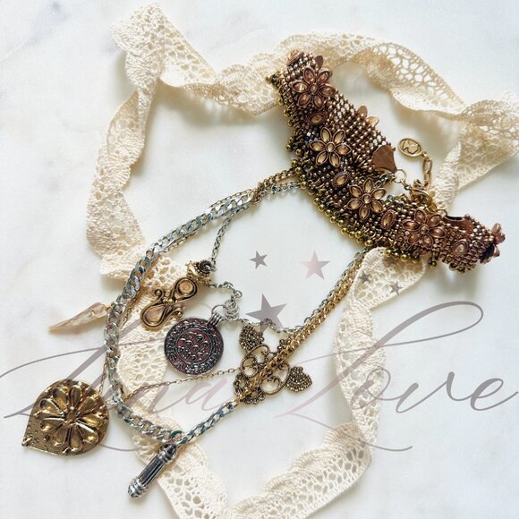 FREE PEOPLE x Ariana Ost Walsh Choker Necklace In Mixed Metal / Smoky Topaz NWT - Picture 2 of 6